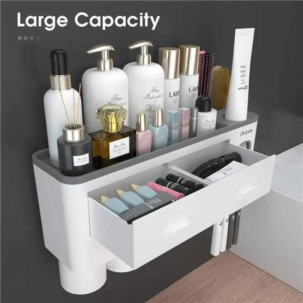 Toothbrush Holders for Bathrooms, 4 Cups Toothbrush Holder Wall Mounted